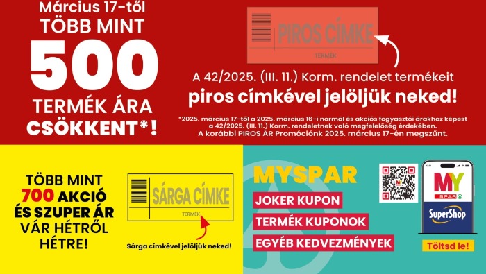 Több mint 500 termék ára csökkent a SPAR-nál