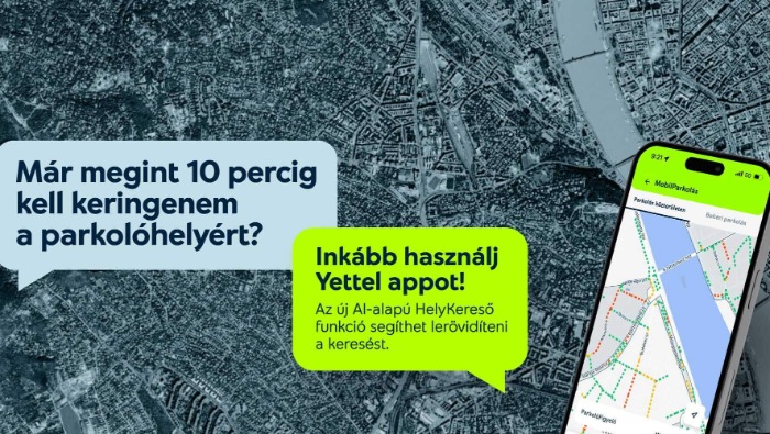 AI segíti a parkolóhelykeresést a Yettel alkalmazásban